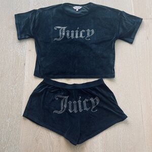 Juicy Couture Velour Black PJ Set Size Large